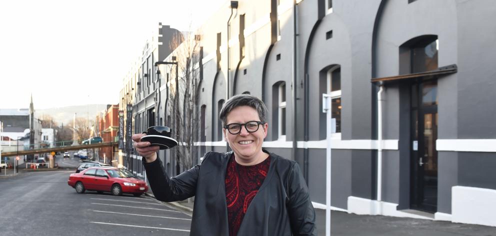 Precinct Food's Liz Christensen outside her cafe in Vogel St. Photo: Peter McIntosh