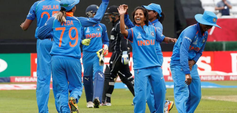 India's Poonam Yadav celebrates a wicket. Photo: Action Images via Reuters