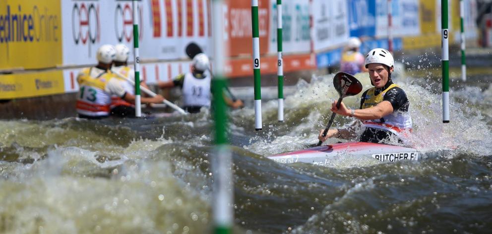 Alexandra kayaker Finn Butcher competes in the Prague World Cup earlier this year. Photo: Martina...