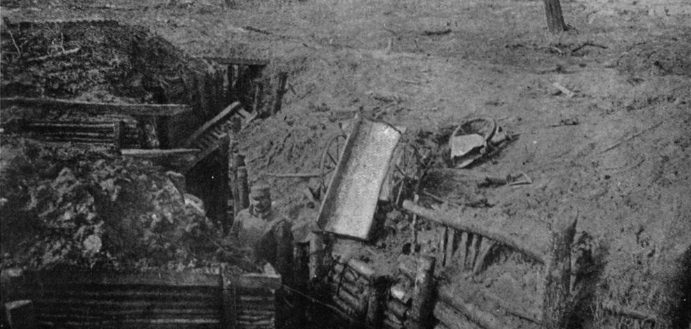 One of the German trenches captured by the French on the Hindenburg Line. — Otago Witness, 15.8...