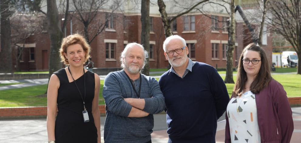Conference cohort ... At the Screenwriting Research Network International Conference at the University of Otago in Dunedin yesterday are (from left) conference co-organisers Dr Davinia Thornley and Allan Baddock, New Zealand Film Commission chief executiv