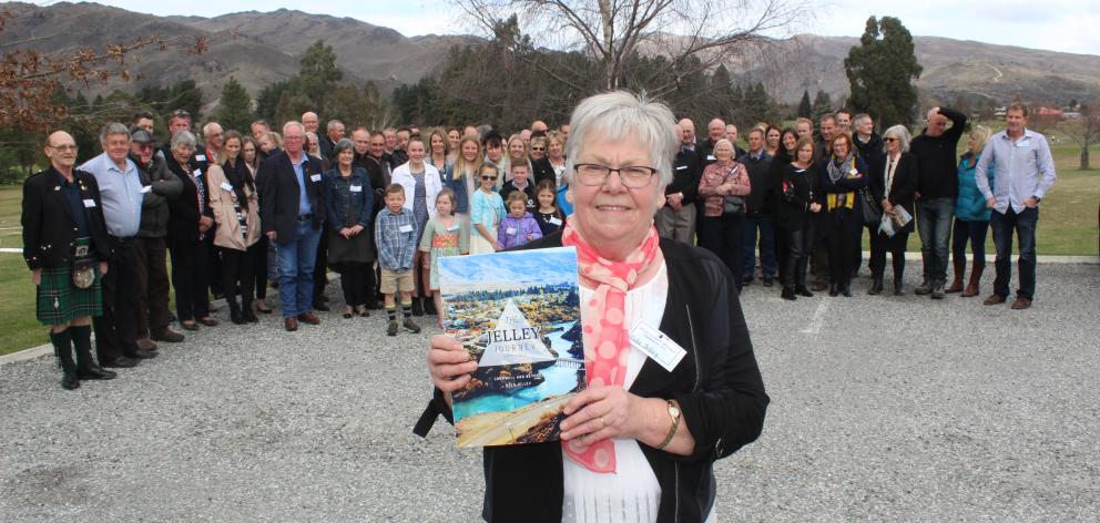 Nola Jelley and about 85 family members gather in Cromwell on Saturday. Photo: Jono Edwards.