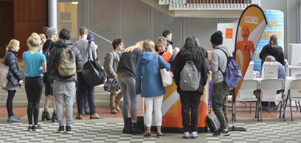 Students wait to cast their vote. PHOTOS: GERARD O'BRIEN
