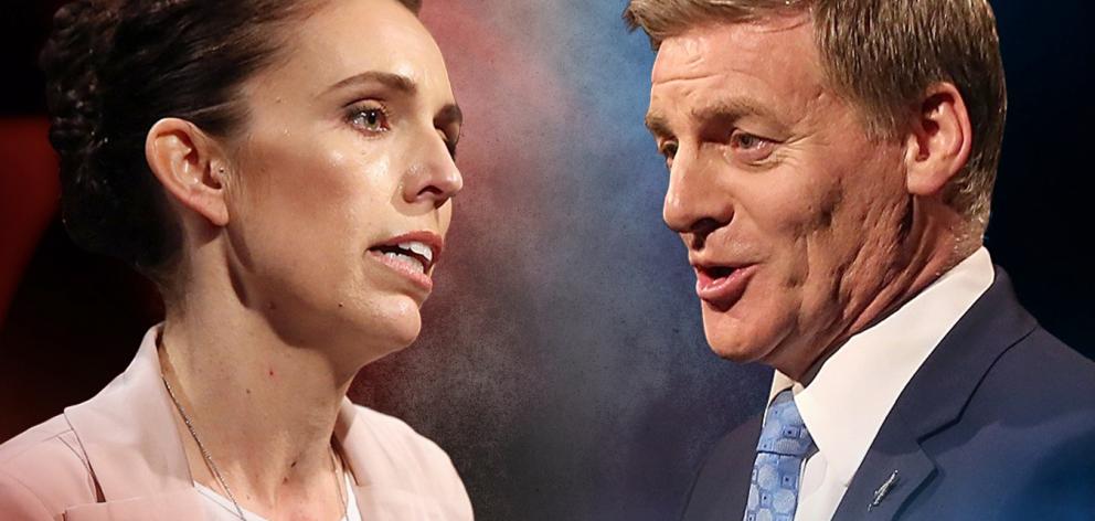 Labour leader Jacinda Ardern and National leader Bill English face off in another leaders debate in Christchurch. Photo: ODT