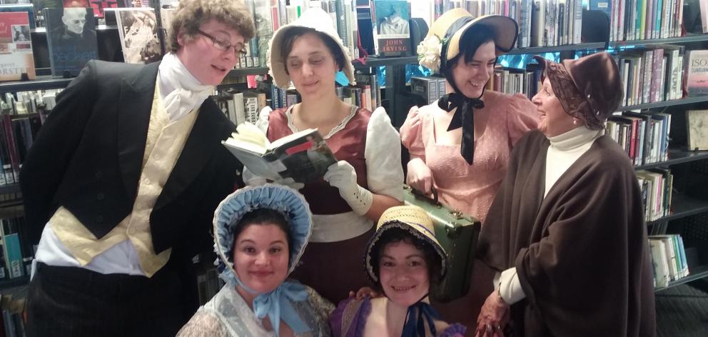 Suitcase Theatre members at the Dunedin Public Art Gallery on Saturday afternoon, after...