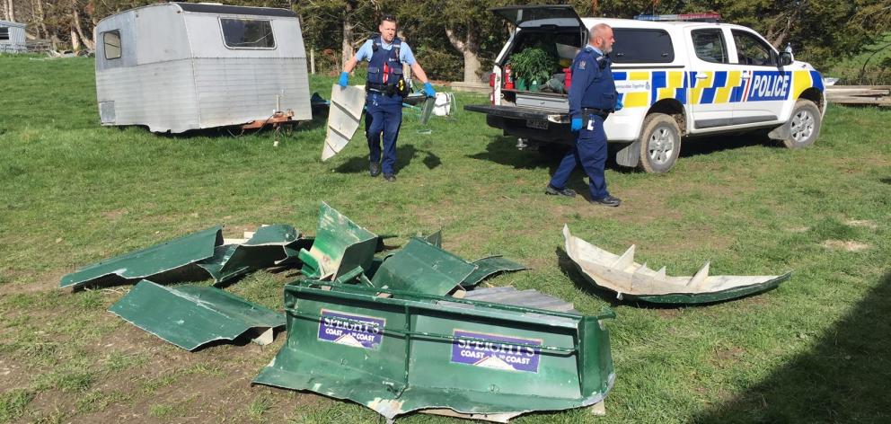 Police recover the pieces of the stolen jet boat. Photo: NZ Police