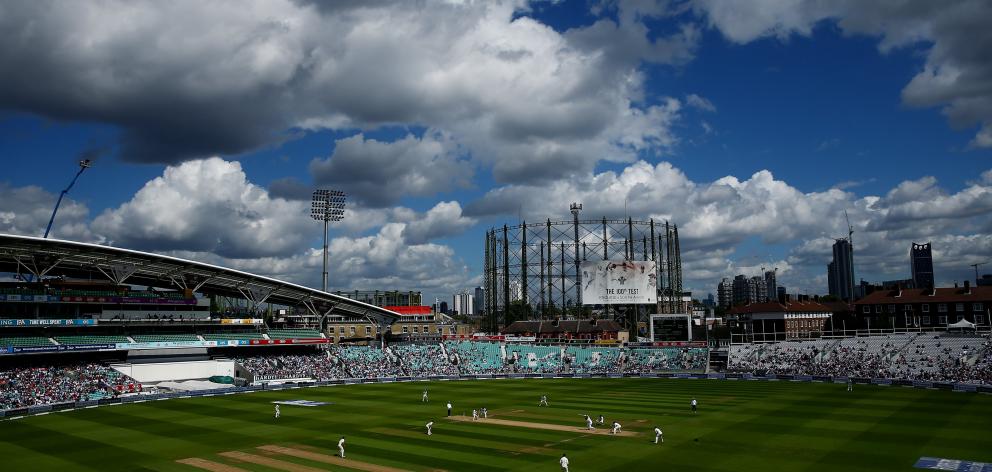 Tthe match between Surrey and Middlesex country cricket teams at London's Oval was halted after a crossbow bolt was fired. Photo: Getty Images Tthe match between Surrey and Middlesex country cricket teams at London's Oval was halted after a crossbow bolt was fired. Photo: Getty Images