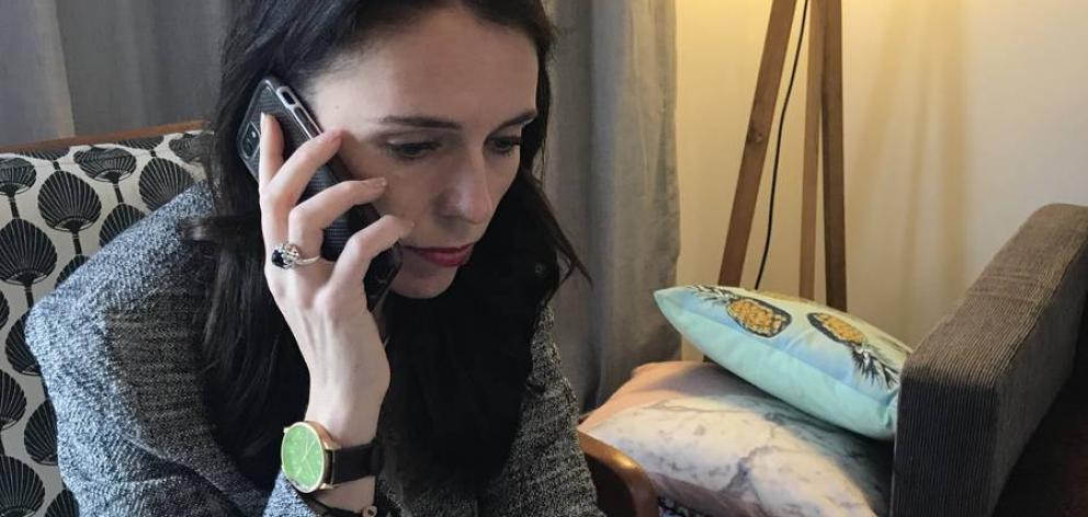 Jacinda Ardern takes a call from US President Donald Trump. Photo / Supplied
