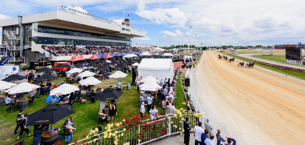 It was a sunny day at Addington last Tuesday for the New Zealand Trotting Cup. Photo: Getty Images