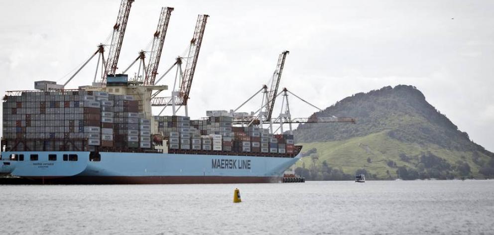 The Maersk Antares docked in Tauranga on Tuesday night. It was used to smuggle the largest haul of cocaine ever seized in New Zealand. Photo/Andrew Warner