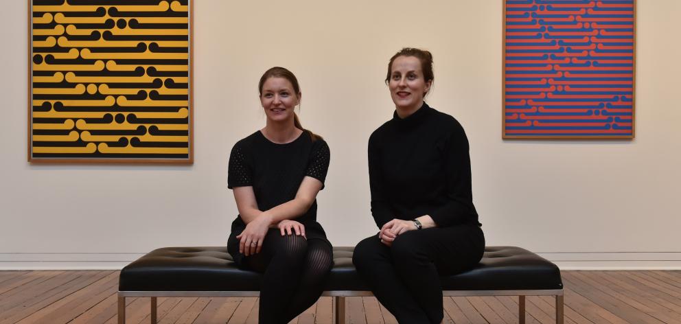 Two of the three co-curators of the Gordon Walters retrospective, Lucy Hammonds (left, Dunedin...