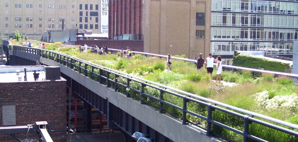 New York’s High Line, a public area created on a former New York Central Railroad. Photo:...