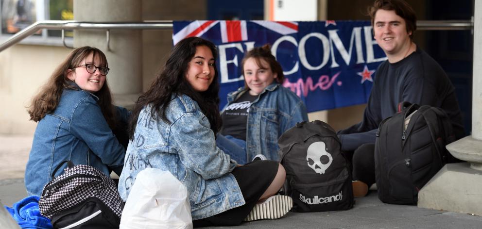 Lorde superfans(from left) Sofia Till, Bella Sefo, Beth Moody and Isaac Rijlaarsdam arrived at...