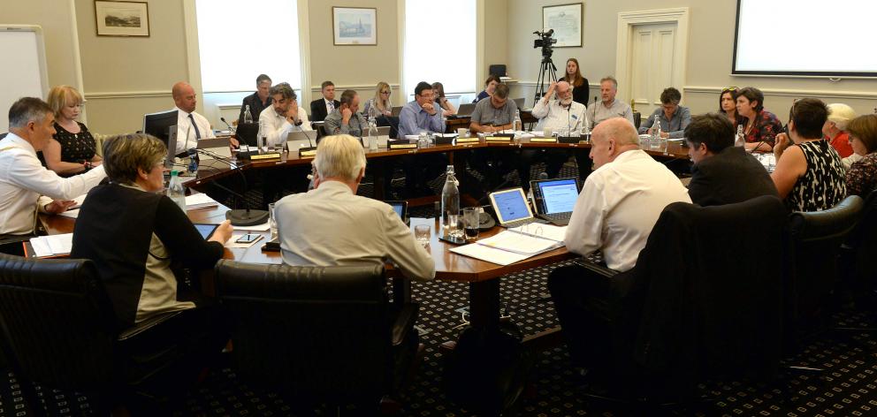 Dunedin city councillors and staff discuss the city's draft 10-year plan. PHOTO: LINDA ROBERTSON
