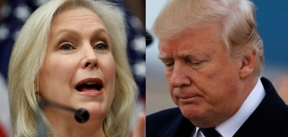 US Senator Kirsten Gillibrand and US President Donald Trump. Photo: Reuters