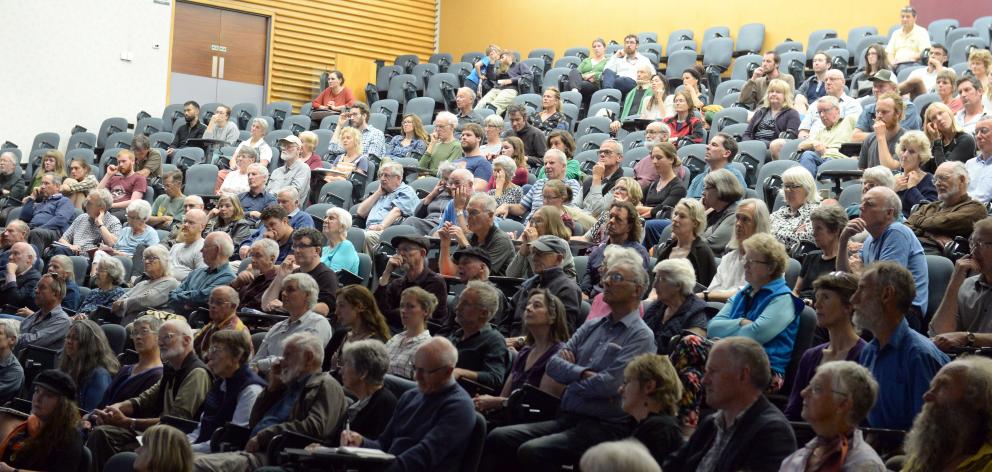 The audience is absorbed as Massey University freshwater ecologist Dr Mike Joy discusses ``The...