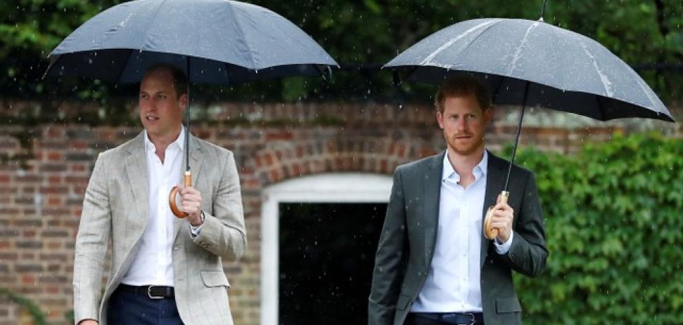 Britain's Prince William, Duke of Cambridge and Prince Harry visit the White Garden in Kensington Palace in London. Photo: Reuters