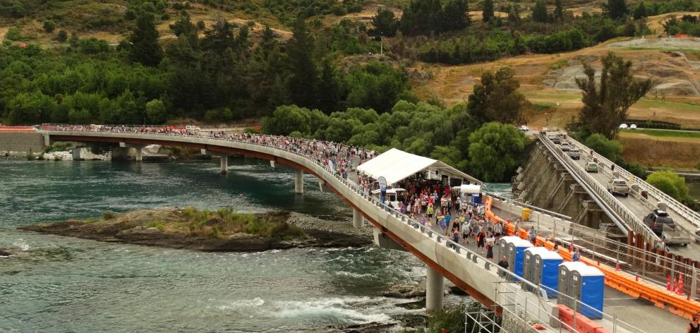 About 3000 people strolled across the new Kawarau Falls Bridge. Photo: Paul Taylor
