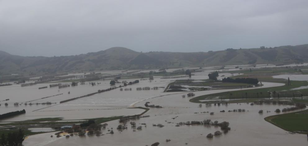 Flooding across paddocks in Taieri. Photo: ORC