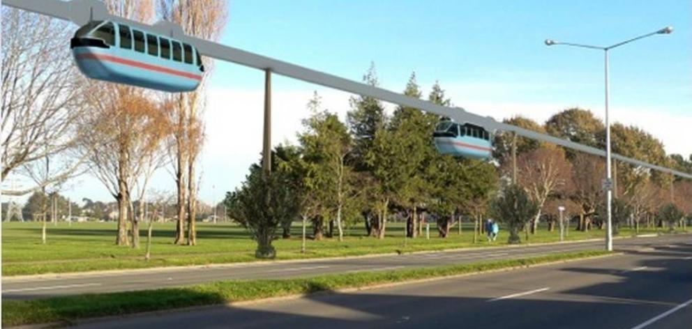 A futuristic vision of how public transport could look in Tauranga. Image: NZ Herald/ SKYCABS