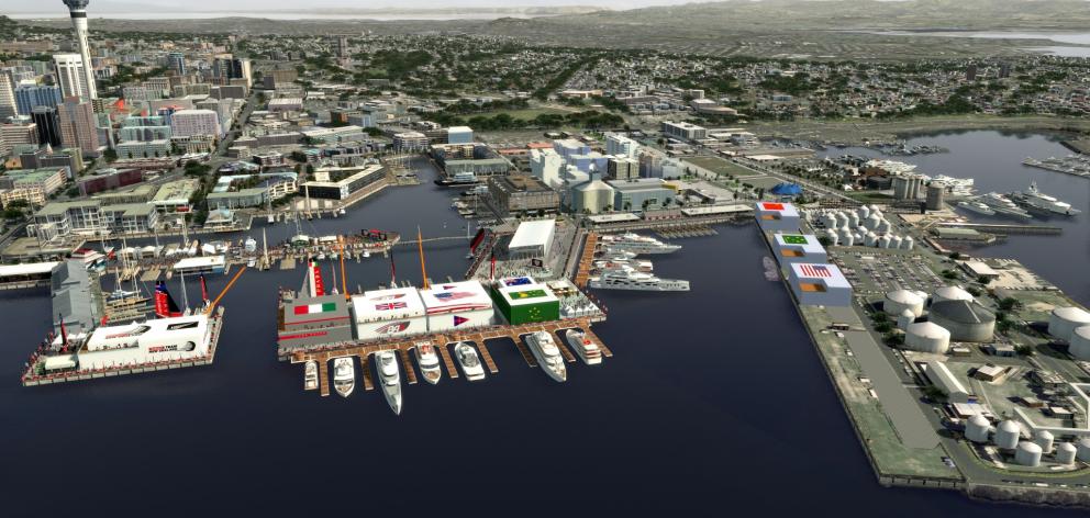 Auckland City Council last week voted to support a proposal for a cluster of bases across Wynyard, Halsey and Hobson wharf as its preferred option. Photo: Animation Research Ltd