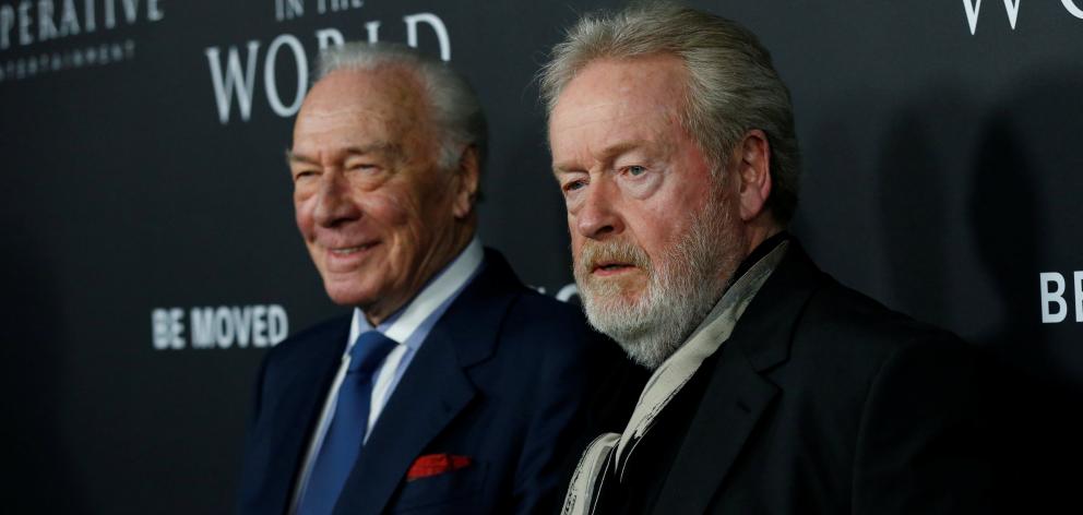 Director Scott and cast member Christopher Plummer pose at the premiere for 'All the Money in the World' in Beverly Hills. Photo: Reuters