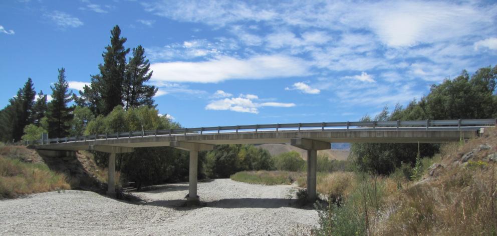 The Lindis River was bone dry at the State Highway 8 bridge crossing, 7km south of Tarras, last weekend. Photo: Pam Jones