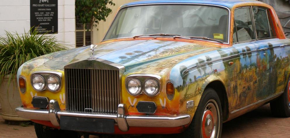 This Roll Royce painted by Pro Hart is displayed at the Pro Hart Gallery at Broken Hill, New...