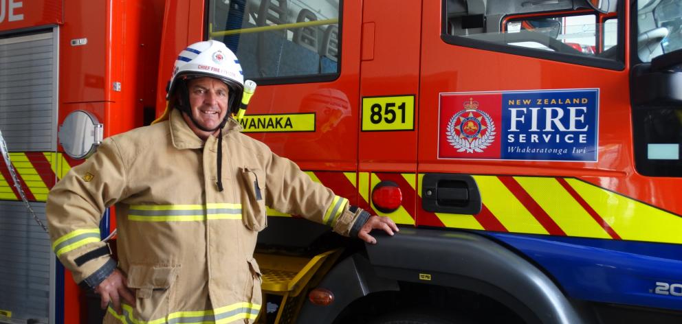 Wanaka Chief Fire Officer Garth Campbell geared up and ready to go. Photo: Kerrie Waterworth