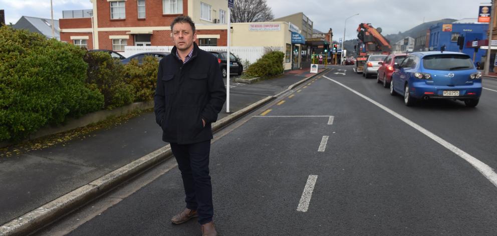 Mosgiel-Taieri Community Board member Dean McAlwee stands, in June last year, in a car park that he wanted the NZ Transport Agency to remove to curb traffic congestion. PHOTO PETER MCINTOSH