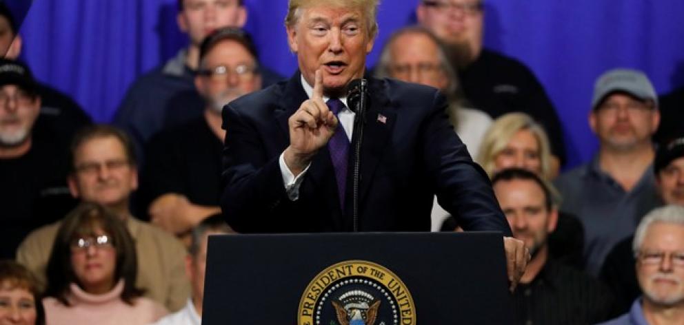 But Trump himself did not comment on the market, even as share prices sold off dramatically while he was touting the economy and last year's tax cuts in a speech in Ohio. Photo: Reuters