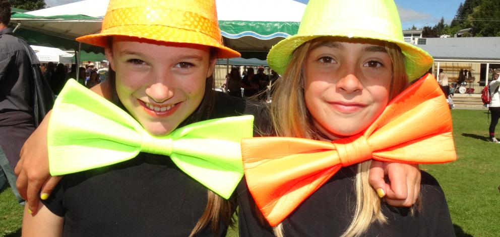 Sara Wamington and Stella Rhind (both 11) at the Queenstown Primary School fair. PHOTO: MANDY COOPER