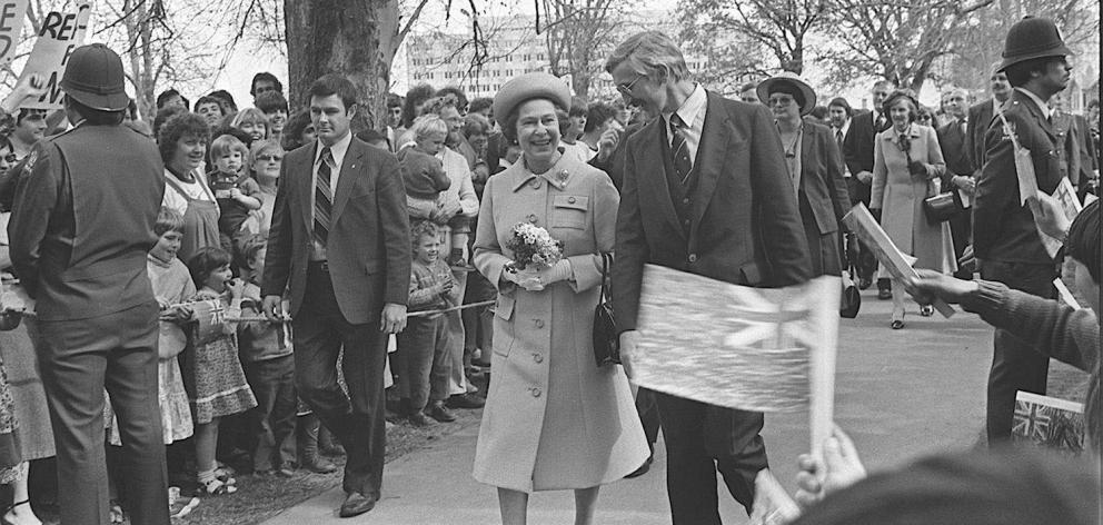 Queen Elizabeth II in the Museum reserve during the royal visit in Dunedin 1981. Photo: ODT files 