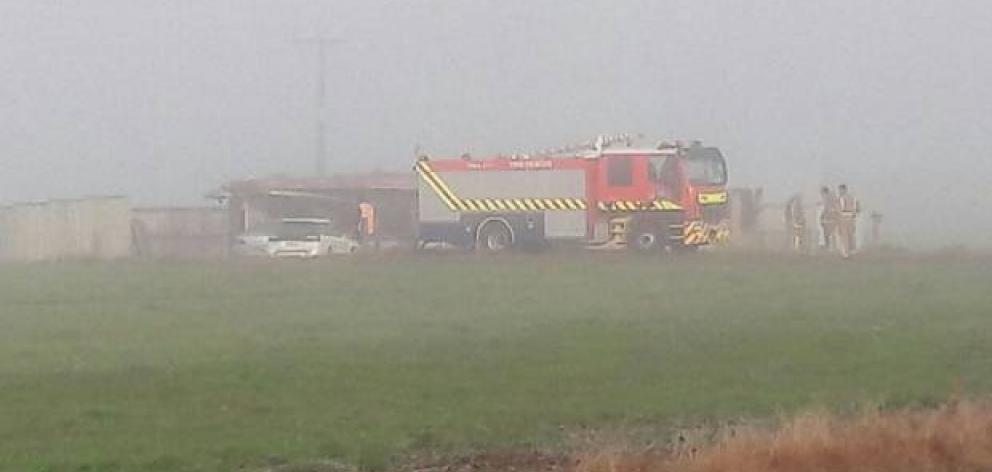 The scene of the triple fatal fire on State Highway 5 at Rangitaiki. Photo: NZ Herald