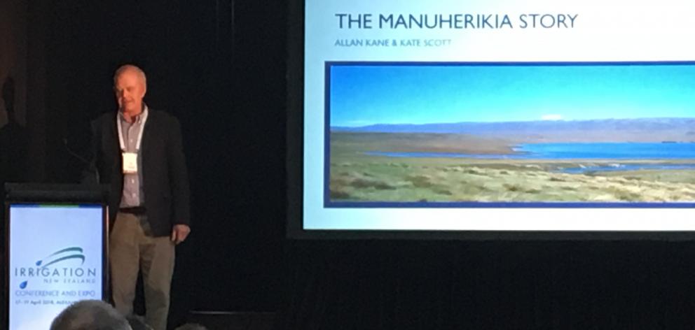 Manuherikia Catchment Water Strategy Group chairman Allan Kane speaks to Irrigation New Zealand...