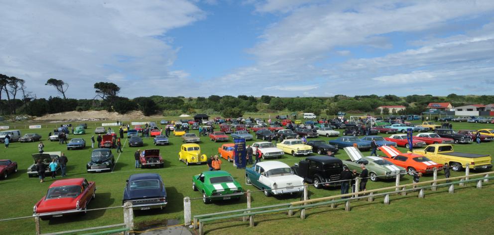 Cars on display at Tahuna Park during the annual Great USA Day.PHOTO: ODT FILES