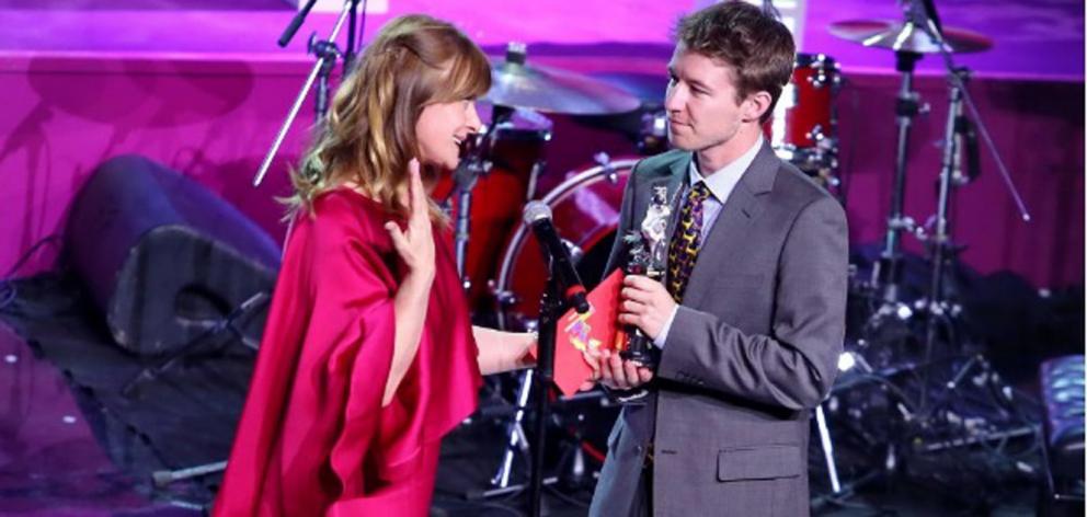 New Zealand actor Kieran Charnock is presented the Moscow Film Festival’s best actor award by...