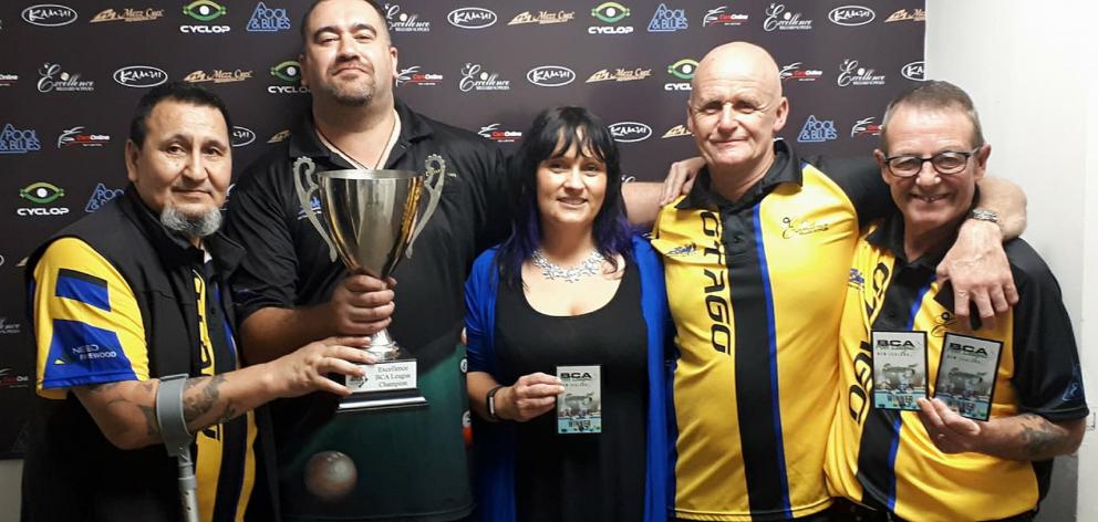 Dunedin pool players Guy Whati, Danny Ryan, Stef Crowl, Neil Whalley and Peter Weeda will...