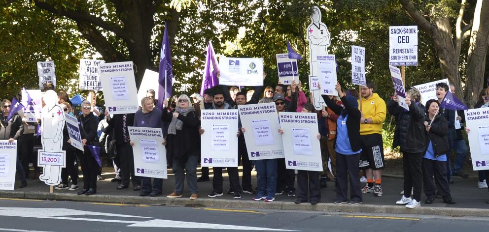 Nurses protest on the corner of  Hanover and Great King Sts yesterday in support of their pay...