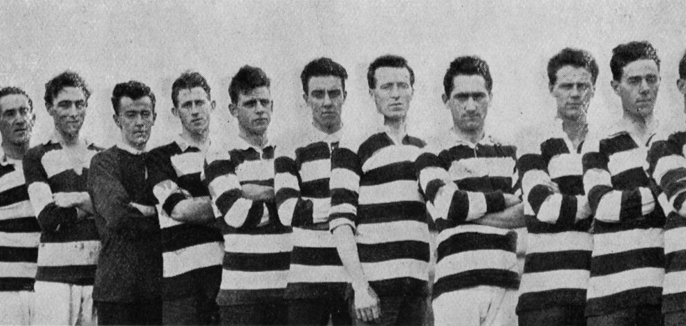 Some of the Otago football team, which beat a team of soldiers from the 39th Reinforcements at...