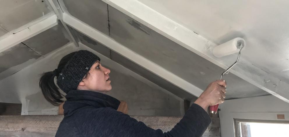 Adela Prochazkova, of Glenorchy, paints the ceiling.