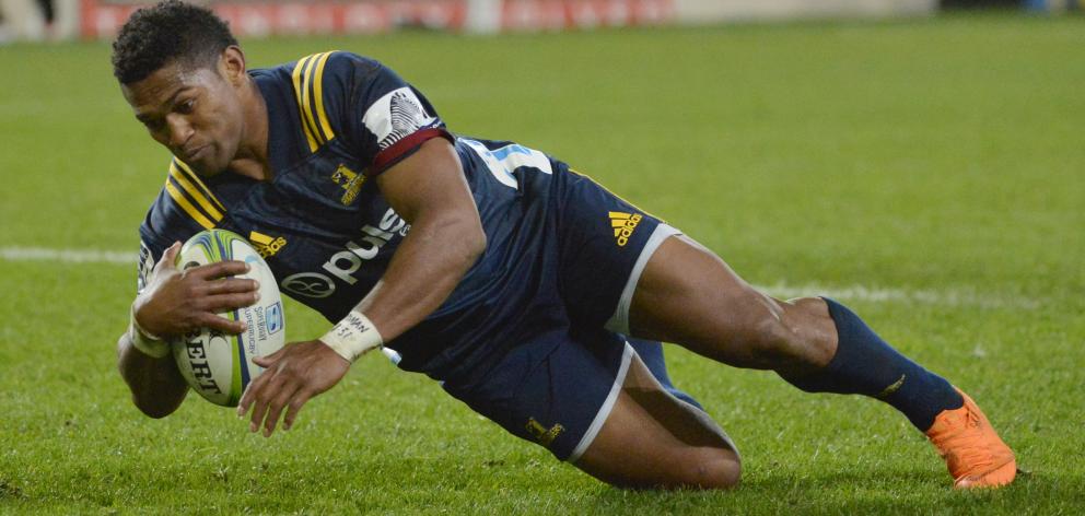 Highlanders winger Waisake Naholo is thrilled after scoring a crucial try for the Highlanders in...