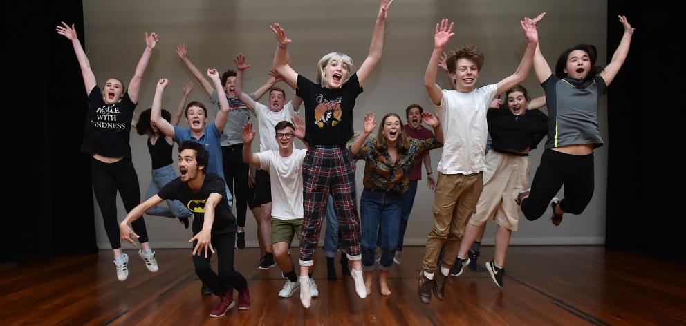 The energetic cast of the upcoming capping show ``Scarfie Things'' rehearses at the Teachers...