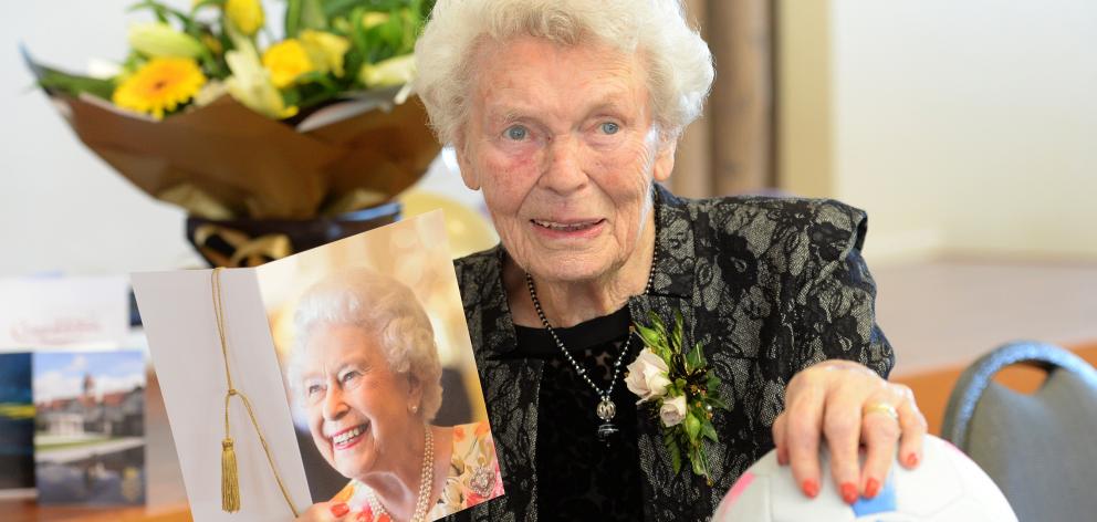 Violet Byers is never far from the ball, especially during a celebration in Mosgiel for her 100th...