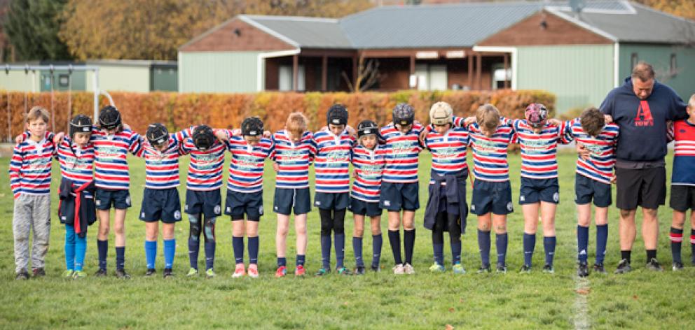 Keith Crawford’s son Jed’s rugby team, Arrowtown Redbacks, which he co-coached, observed a moment’s silence for him last Saturday Photo: Leigh Jeffery