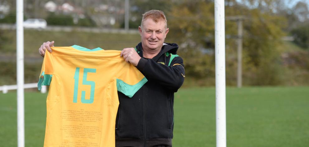 Green Island Rugby Club president Craig Anderson at Miller Park, Green Island, yesterday  with a...