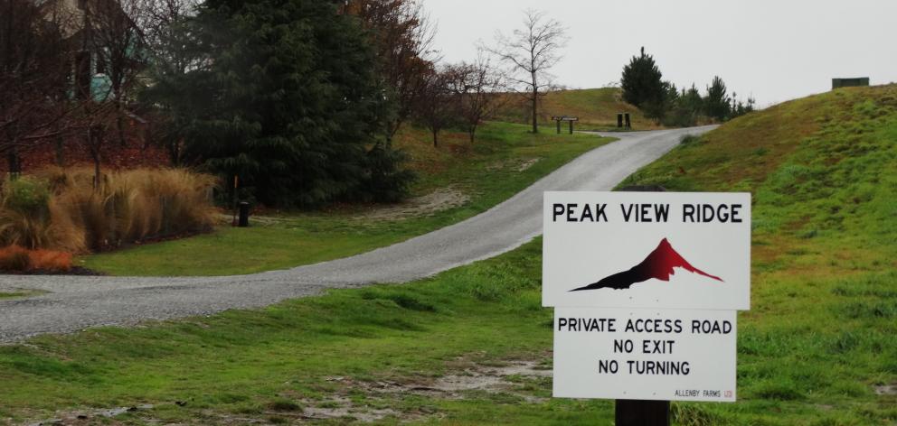 Residents of Peak View Ridge are opposed to a resource consent application to develop their road for future use as an access point to the Northlake subdivision. Photo: Sean Nugent