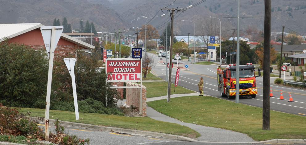 Fire and Emergency New Zealand attended a chimney fire at an Alexandra motel today. Photo: Tom Kitchin