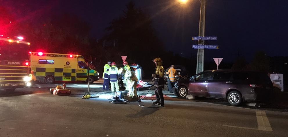 A police spokeswoman said they were called to the crash near the intersection between Riccarton...