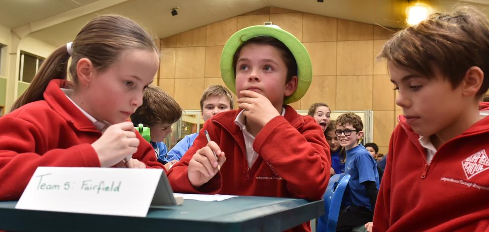 Fairfield School pupils (from left) Abigail Franklin, Ryan Foster and Jayden Burgess (all 10)...